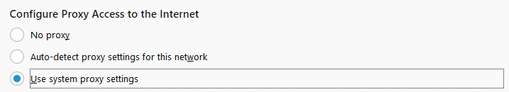 Select Automatic proxy configuration URL